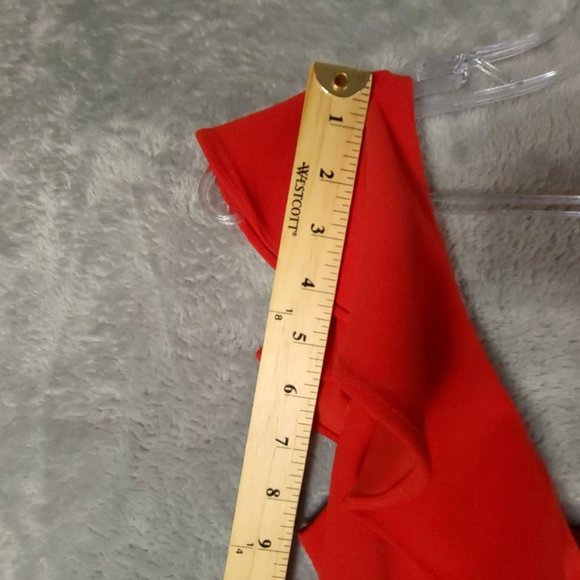 Jump Apparel Womens Fit & Flare Dress Red Stretch V Neck Cap Sleeve XS New - Picture 5 of 9